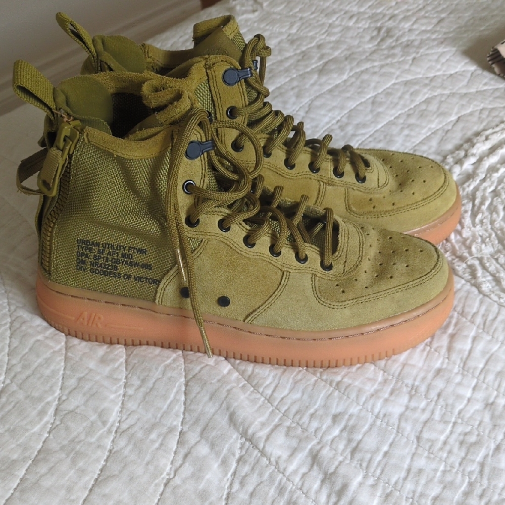 Nike Women's Olive Green High-Top Sneakers with Gum Sole